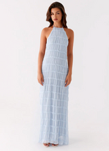 Juliana | Neckholder Transparent Maxikleid – Blau