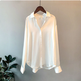 Nympha Fließende Langärmelige Bluse – Ice Weiß