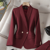 Damen Set | Taillierter Blazer und passende Hose – Bordeaux