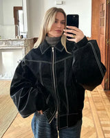 Birte – übergrobe tonjacke – Schwarz