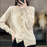 Hannah | Merinowolle Cardigans – Beige
