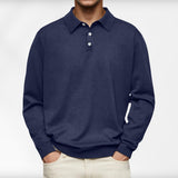 Carl | Langarm-Poloshirt für Herren – Marine Blau