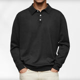 Carl | Langarm-Poloshirt für Herren – Schwarz