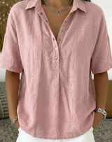 Tessa | Hemdbluse mit Kragen und Knopfdetail  ( 1+1 GRATIS ) – Rosa
