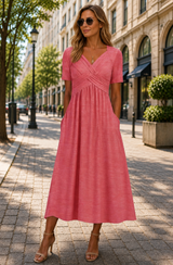 Helena | Elegantes A-Linien Midikleid – Rosa