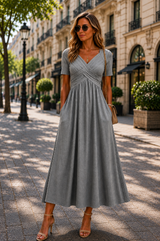 Helena | Elegantes A-Linien Midikleid – Grau