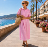 Alexis | Sommerliches fließendes Hemdblusenkleid – Rosa