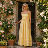 Oceane | Gestreiftes Spaghettiträger-Maxikleid – Gelb