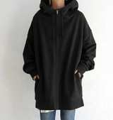 Hoodie mit Reißverschluss für Herbst und Winter – Schwarz