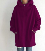 Hoodie mit Reißverschluss für Herbst und Winter – Rosenrot