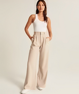 Damen Pantalon | Weite Beine mit hoher Taille – Beige