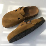 Alex - Orthopädische Unisex-Clogs aus Wildleder mit Korkfußbett – Braun