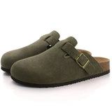 Zella - Unisex-Sandalen aus Leder im Boston-Stil – Grün Braun