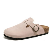 Zella - Unisex-Sandalen aus Leder im Boston-Stil – Rosa-Braun