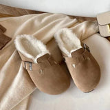 Zella - Unisex-Sandalen aus Leder im Boston-Stil – Brauner Vliesstoff