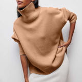 Amelia | Eleganter Strick-Dolcevita-Pullover – Braun