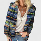 Jarina - Gemusterte Strickjacke – Blau