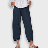 Neve – Leichte Sommerhose mit modernem Beinabschluss – Blau