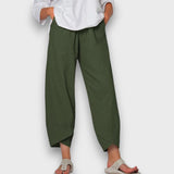 Neve – Leichte Sommerhose mit modernem Beinabschluss – Grün