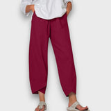 Neve – Leichte Sommerhose mit modernem Beinabschluss – Rot