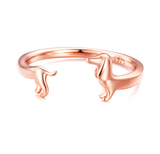 PEPI – Anpassbarer Dackel-Ring im stilvollen Wickel-Design – Rosa Gold