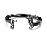 PEPI – Anpassbarer Dackel-Ring im stilvollen Wickel-Design – Schwarz
