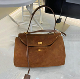 Luxuriöse vegane Leder Tote Bag – Braunes Wildleder