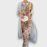 Selviane – Maxikleid mit Cardigan – Weiß