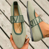 Flache Dirndl Schuhe für Damen | Spitze Zehenpartie – Grün
