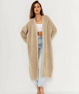 Damen Cardigan mit Offene Vorderseite | Lassig – Khaki