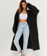 Damen Cardigan mit Offene Vorderseite | Lassig – Schwarz