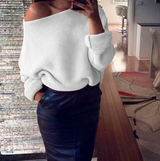 Mirka – eleganter schulterfreier pullover für damen – Weiß