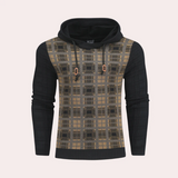 Emre – karierter herrenpullover mit verstellbarer kapuze – Schwarz