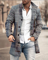 Warme herren-winterjacke mit kapuze – Kariert