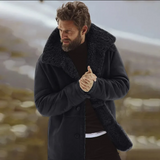 Warmer mantel mit pelzkragen - gerwin – Schwarz