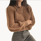 Jovanka - moderner grob gestrickter damenpullover – Braun