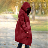 Lynda – langer damenmantel mit kapuze – Rot