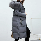 Fuzede – langer damen-wintermantel – Grau