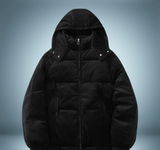 Braune daunenjacke mit kapuze – Schwarz