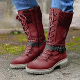 Bequeme und stilvolle damen-winterstiefel aus leder – Rot