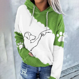Cornelia | verspielter damen-hoodie mit hundeprint – Grün