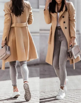 Miriam – stylischer langer mantel mit Knöpfen – Khaki