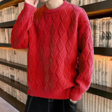 Kronid – trendiger und locker gestrickter herrenpullover – Rot