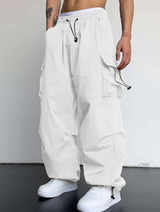 Cargohose - lockere passform - kordelzug weite hosenbeine - Herrenmode – Weiß