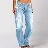 Weit geschnittene denim-jeans für damen – Hellblau