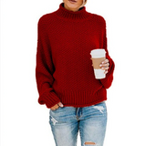 Leyna – rollkragenpullover – Rot