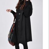 Wintermantel mit knopfverschluss und rollkragenpullover - roswitha – Schwarz