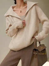 Whitney - warme coltrui voor dames met ritssluiting – Beige