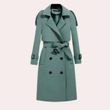 Ivana – eleganter langer trenchcoat für damen – Türkis