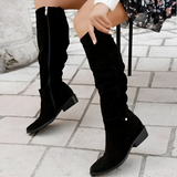 Felicia - luxus-damenstiefel aus wildleder mit rutschfester sohle – Schwarz